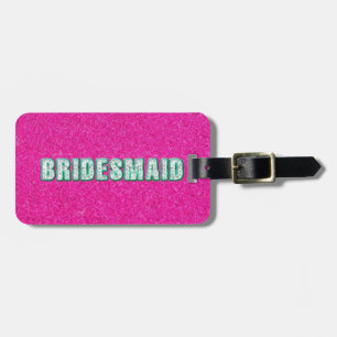 Etiqueta De Bagagem Bridesmaid Bling em rosa