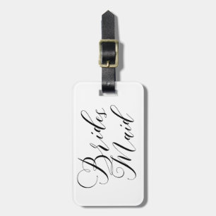 ETIQUETA DE BAGAGEM BRIDESMAID DE SCRIPT PRETO DE FLUXO ELEGANTE