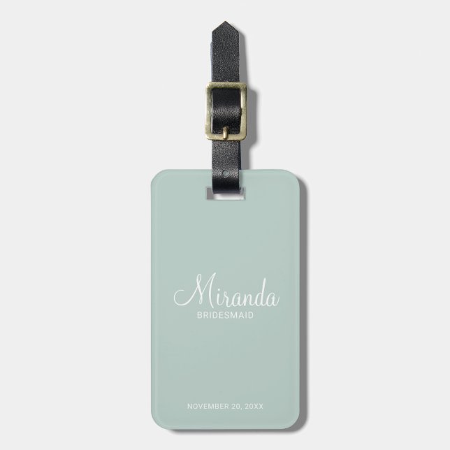 Etiqueta De Bagagem Bridesmaid Personalizado de Script Moderno (Frente Vertical)