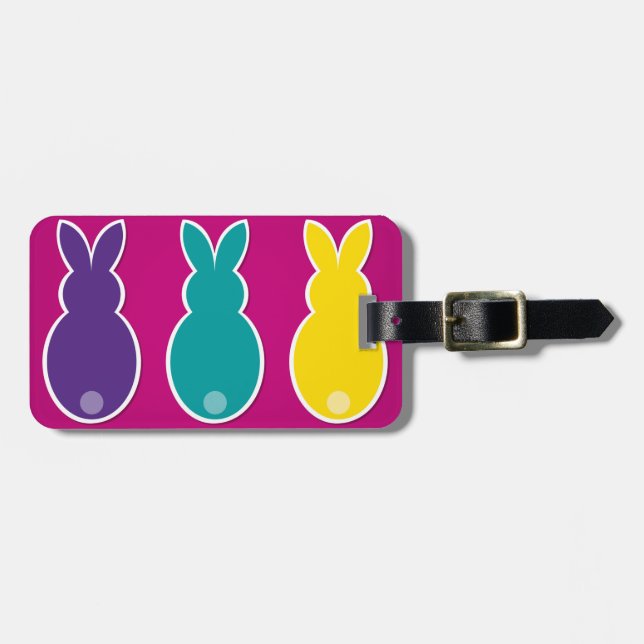 Etiqueta De Bagagem Bright Easter Bunny Silhouette (Frente Horizontal)
