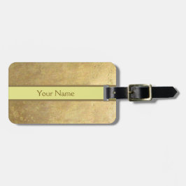 Etiqueta De Bagagem Bright Metal Brass Yellow Stripe Name Modelo