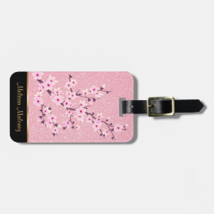 Etiqueta De Bagagem Brilhante de cereja rosa