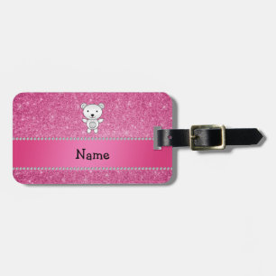 Etiqueta De Bagagem Brilho conhecido personalizado do rosa do urso