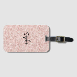 Etiqueta De Bagagem Brilho de Glitter Rosa Corado  