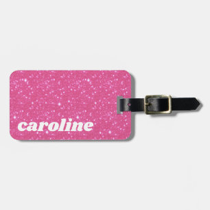 Etiqueta De Bagagem Brilho Rosa Quente Retro Brilho Personalizado y2k