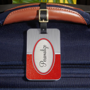 Etiqueta De Bagagem Brilho vermelho escuro e impressão de aço da