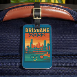 Etiqueta De Bagagem Brisbane 2032 Retro Futurista Austrália, Story Br