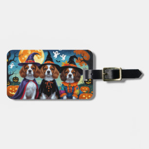 Etiqueta De Bagagem Brittany Spaniel Dogs Pumpkin Halloween Engraçado