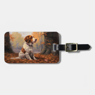 Etiqueta De Bagagem Brittany Spaniel no outono deixa cair inspiração