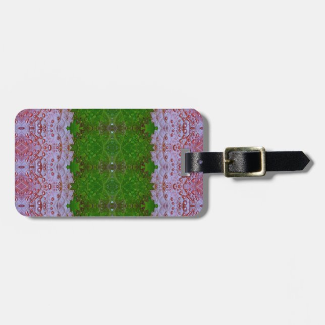 Etiqueta De Bagagem Bronze e Verde deixam Ikat (Frente Horizontal)