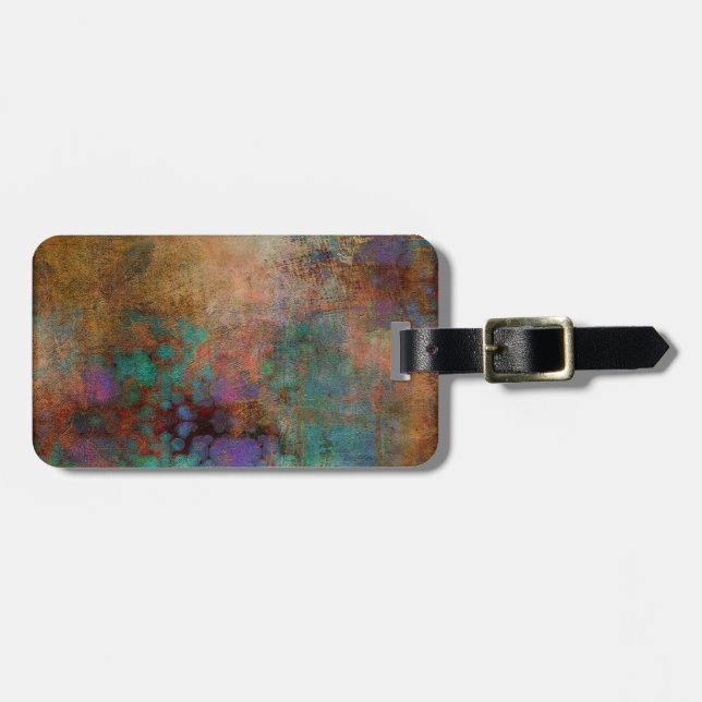 Etiqueta De Bagagem Bronze, Teal, Abstrato púrpura (Frente Horizontal)