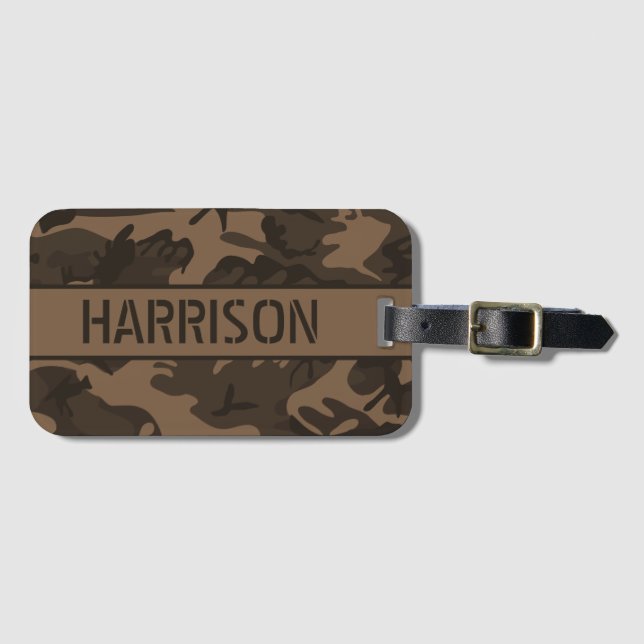 Etiqueta De Bagagem Brown Camo Personalizado (Frente Horizontal)