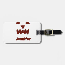 Etiqueta De Bagagem Brown Halloween assustador queda rosto acrescentar