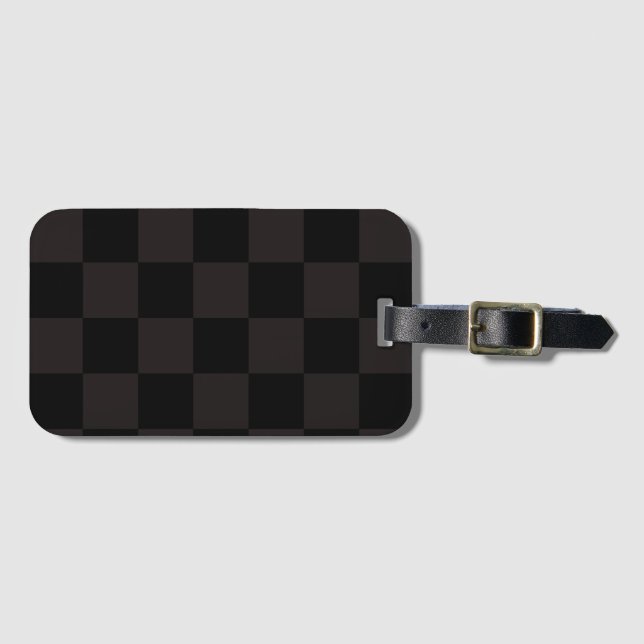Etiqueta De Bagagem Brown luxuoso/preto Checkered (Frente Horizontal)