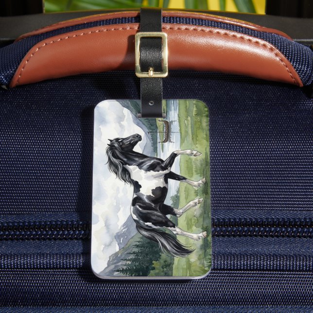 Etiqueta De Bagagem Brunskjottur Black pinto Icelandic (Frente Insitu 2)