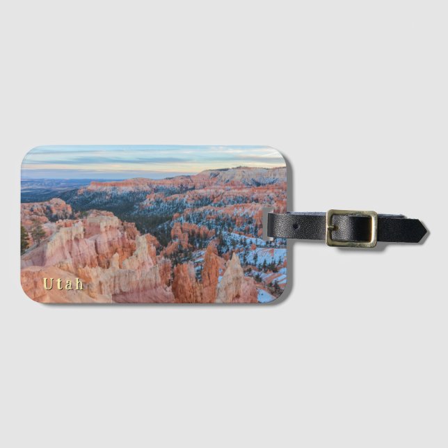 Etiqueta De Bagagem Bryce Canyon Winter Landscape  (Frente Horizontal)