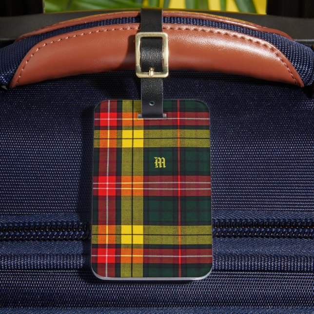 Etiqueta De Bagagem Buchanan Clan Plaid Scottish Pattern Monogram (Frente Insitu 2)