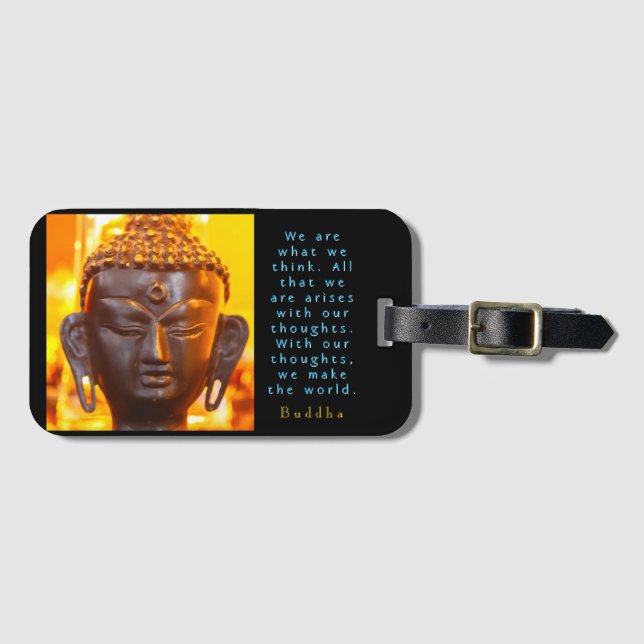 Etiqueta De Bagagem Buddha Head Statue and Quote (Frente Horizontal)