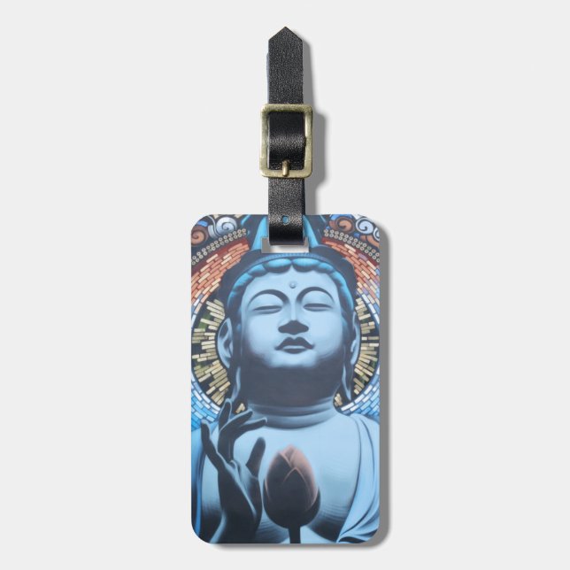 Etiqueta De Bagagem Buddha no azul (Frente Vertical)
