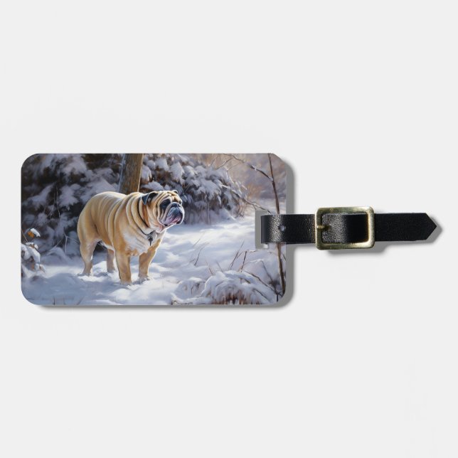 Etiqueta De Bagagem Buldogue Deixe-O Neve Bruto (Frente Horizontal)