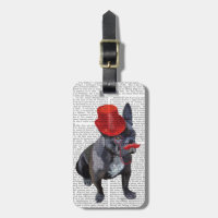 Buldogue Francês com Chapéu Vermelho e bigode