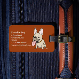Etiqueta De Bagagem Buldogue francês engraçado com a língua enorme 