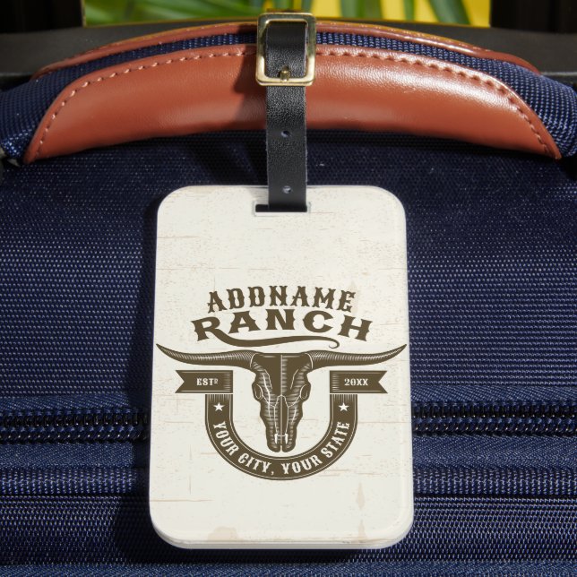 Etiqueta De Bagagem Bull Steer Skull Western Ranch (Frente Insitu 2)