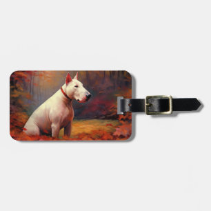 Etiqueta De Bagagem Bull Terrier em Folhas de Outono Caem Inspiração
