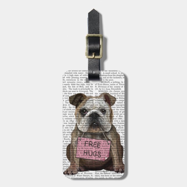 Etiqueta De Bagagem Bulldog Free Hugs (Frente Vertical)