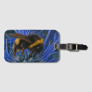 Etiqueta De Bagagem Bumblebee sobre o Thistle Azul