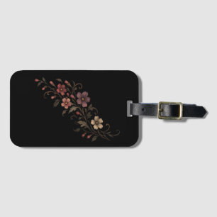 Etiqueta De Bagagem Buquê de Flores em Preto