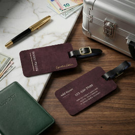 Etiqueta De Bagagem Burgundy Abstract Texture Modern Minimalist ROULIV