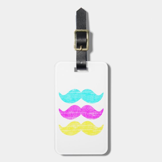 Etiqueta De Bagagem C M Y Mustaches (estilo letterpress) (Frente Vertical)