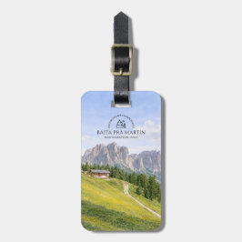 Etiqueta De Bagagem Cabana Alpina nos Dolomitas Aquarela Paisagem Natu