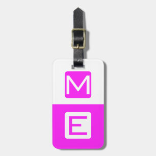 Etiqueta De Bagagem Cabeça de Blockhead Rosa Monograma