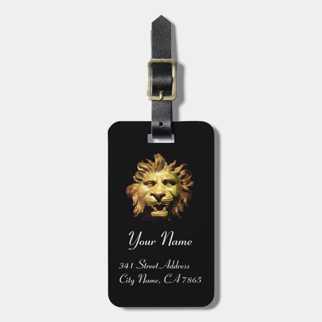 Etiqueta De Bagagem CABEÇA DE LION EM BRONZE Figurehead Navio Antiquad (Frente Vertical)