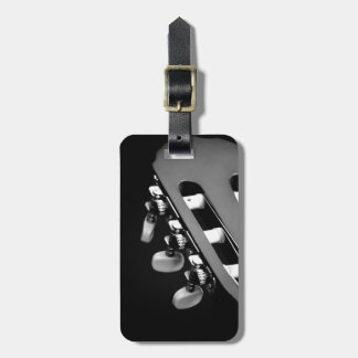 Etiqueta De Bagagem Cabeça preto e branco da guitarra acústica