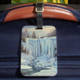 Etiqueta De Bagagem Cachoeira Congelada - Arte da Natureza em Estilo I