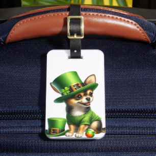 ETIQUETA DE BAGAGEM CACHORRINHO CHIHUAHUA IRLANDÊS ADORÁVEL VESTIDO