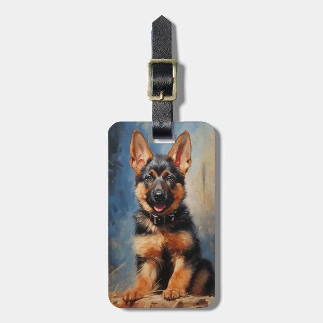 Etiqueta De Bagagem cachorrinho german shepherd (Frente Vertical)
