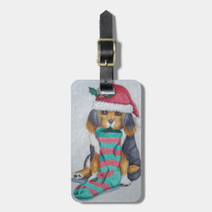 Etiqueta De Bagagem cachorrinho preto e marrom bonitinho vestido de na