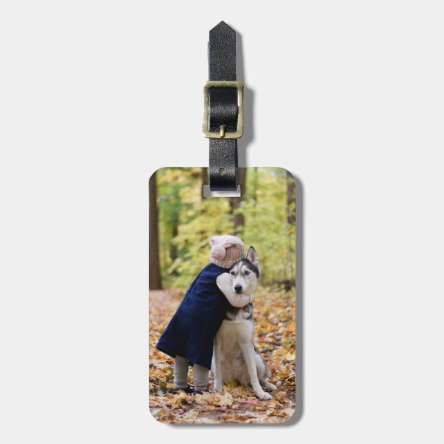Etiqueta De Bagagem Cachorro de Fotografias Personalizado (Frente Vertical)