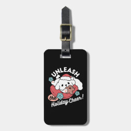 Etiqueta De Bagagem Cachorro de Natal em Santa Hat - Feriado Cheque pa
