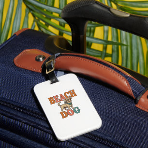 Etiqueta De Bagagem Cachorro de Praia Gravura Vintage Design Gráfico_1