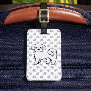 Etiqueta De Bagagem Cachorro e Texto Personalizado em Branco Maltês