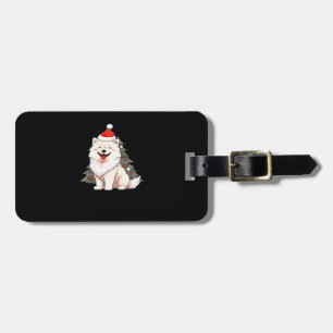 Etiqueta De Bagagem Cachorro Fofo vestindo chapéu de Papai Noel e cami