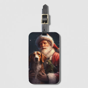 Etiqueta De Bagagem Cachorro Foxhound Inglês Americano Papai Noel Nata