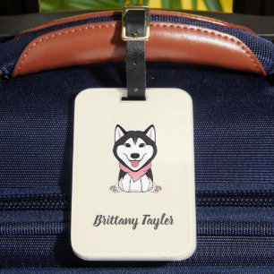 Etiqueta De Bagagem Cachorro husky preto e branco fofo