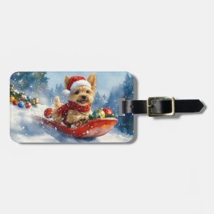 Etiqueta De Bagagem Cachorro Terrier da Baía de Chesapeake no Natal de