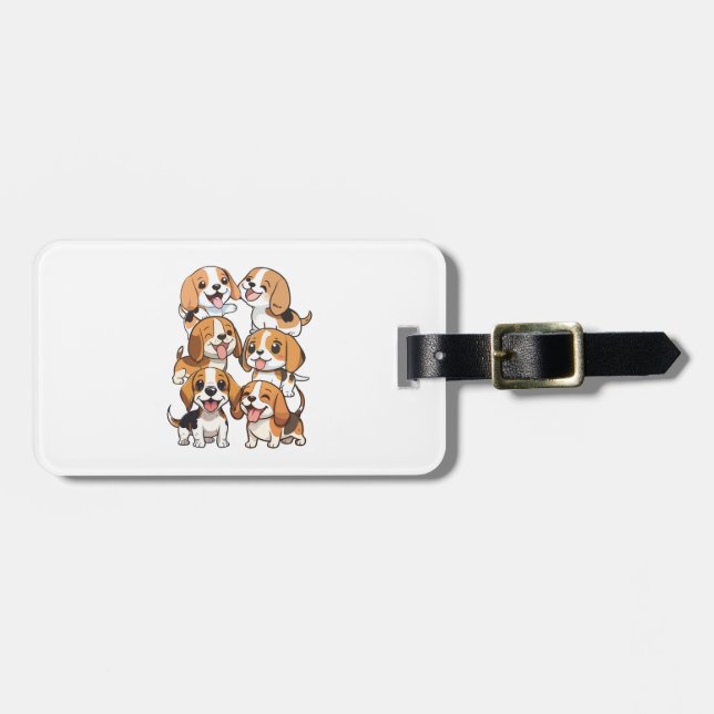 Etiqueta De Bagagem cachorros beagle felizes (Frente Horizontal)